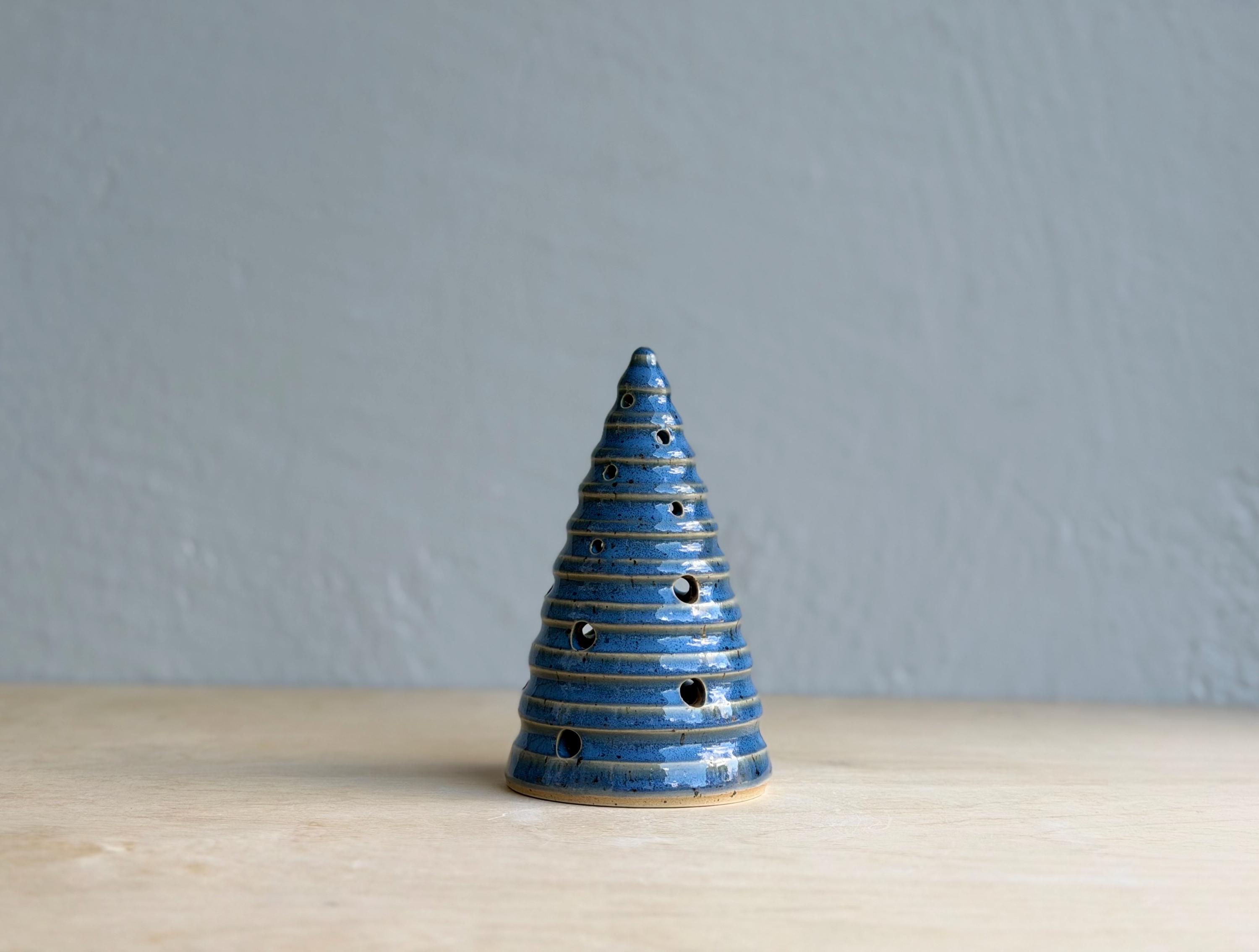 Blue Opal Speckled Christmas Tree Votive #3