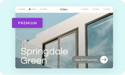 Real estate website with a purple sticker that says “Premium” to show it’s a Wix Studio website with a Premium plan.