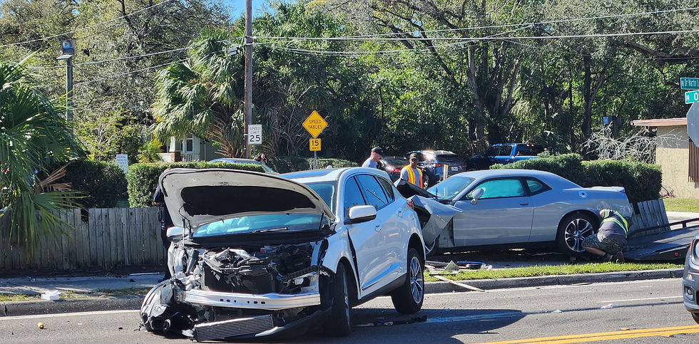 Car accident in the south Tampa neighborhood of Seminole Heights/Tampa Heights in Tampa Florida with injuries requiring chiropractic care and physical therapy