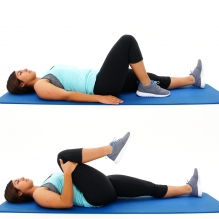 a picture of a patient performing knee-to-chest exercise for low back pain