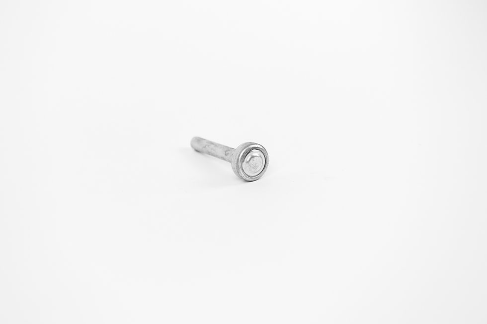 Small 1 inch steel roller and stem on a white background