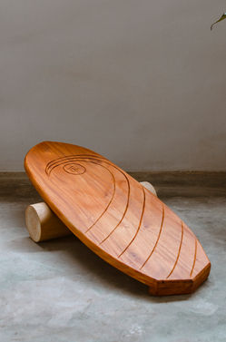 balance board, diamond tail, wood carving, sustainable design, mahogany, handmade