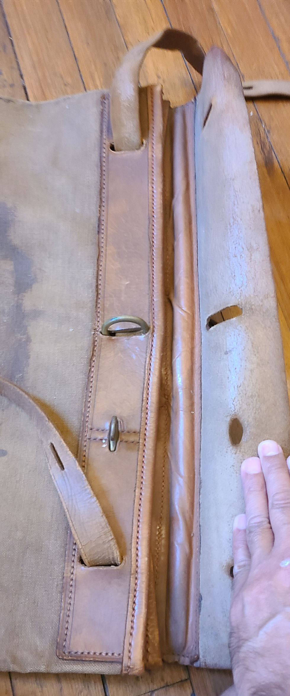 Thumbnail: Louis Vuitton Steamer Trunk Leather and Canvas Bag c1910