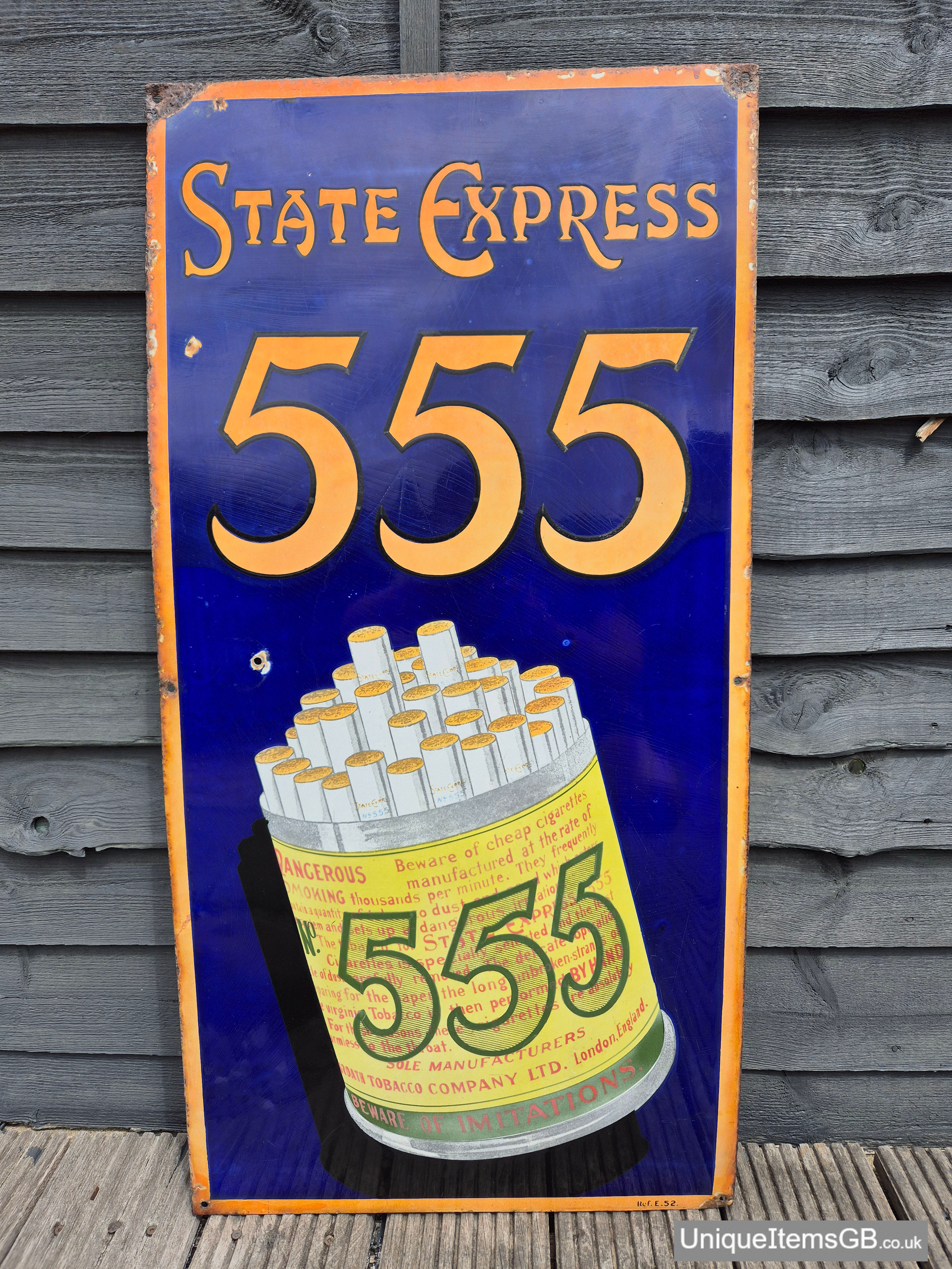 Circa 1952 555 STATE EXPRESS porcelain/enamel sign 36” x 18”