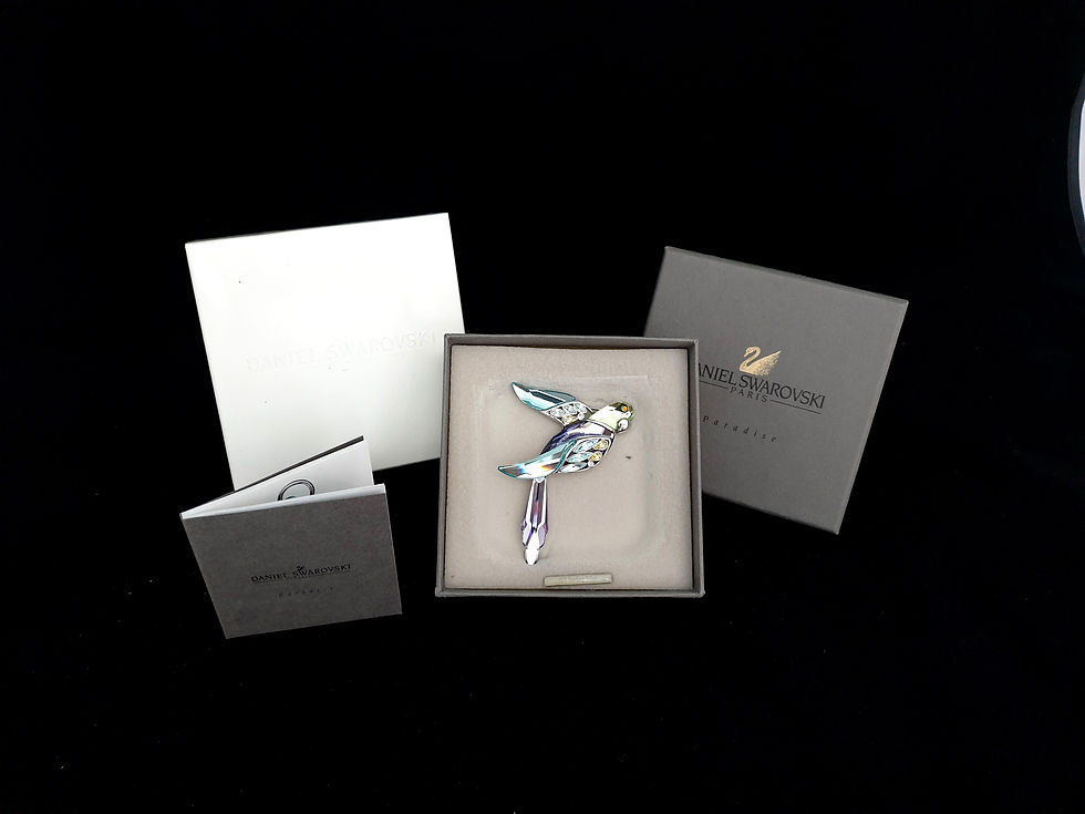 Thumbnail: SWAROVSKI CRYSTAL PARADISE BIRDS BROOCH BARACOA TANZANITE 270708 MINT +BOX + COA