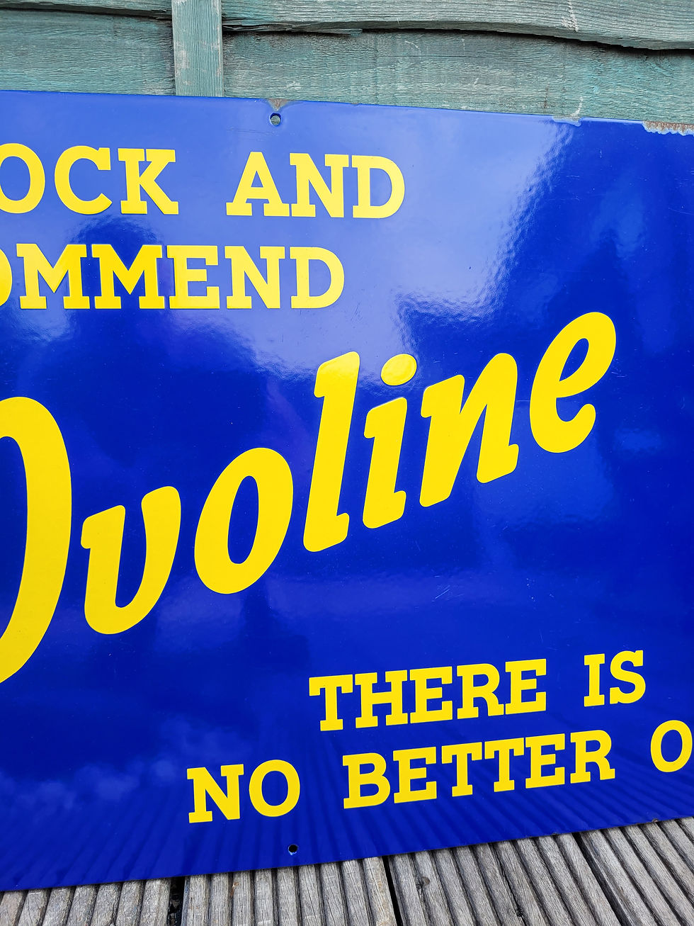 Thumbnail: Genuine OVOLINE Enamel Sign Advertising Sign Automobilia 30" x 20"