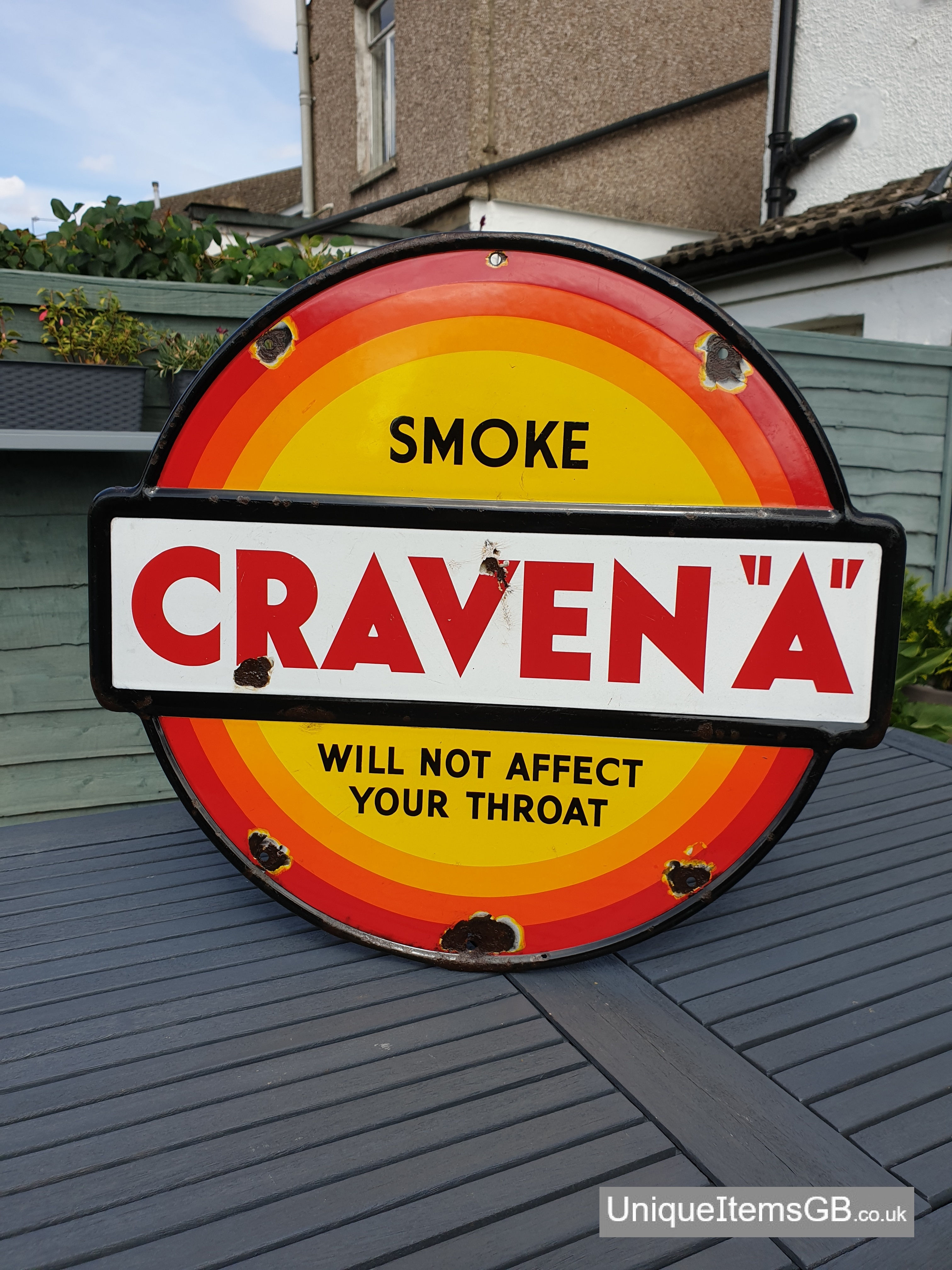 CRAVEN A Smoke Enamel Sign Advertising 24" x 22"