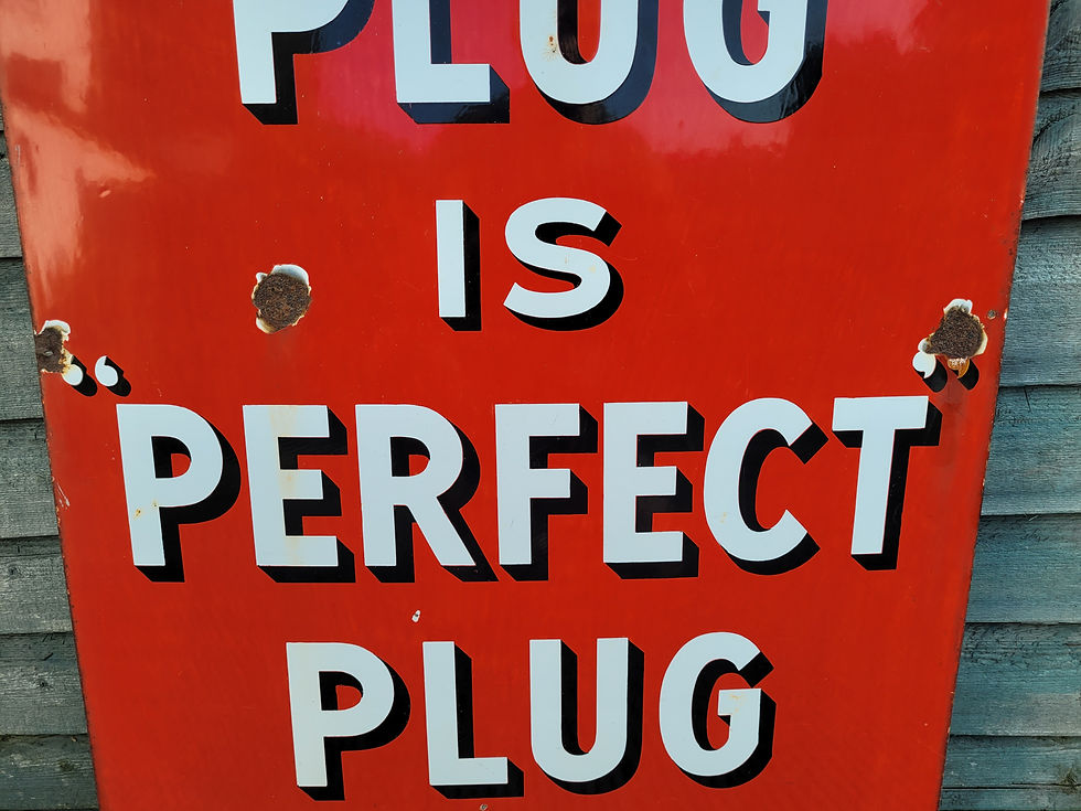 Thumbnail: Early Genuine Clarkes Plug Enamel Sign 34.5" x 22.5"