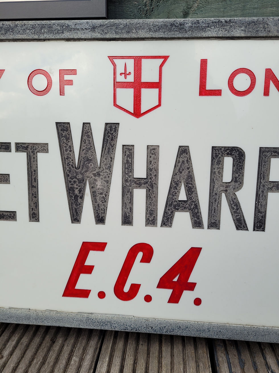 Thumbnail: Genuine 1910s City of London KENNET WHARF LANE E.C.4. Opal Glass Street Sign+COA