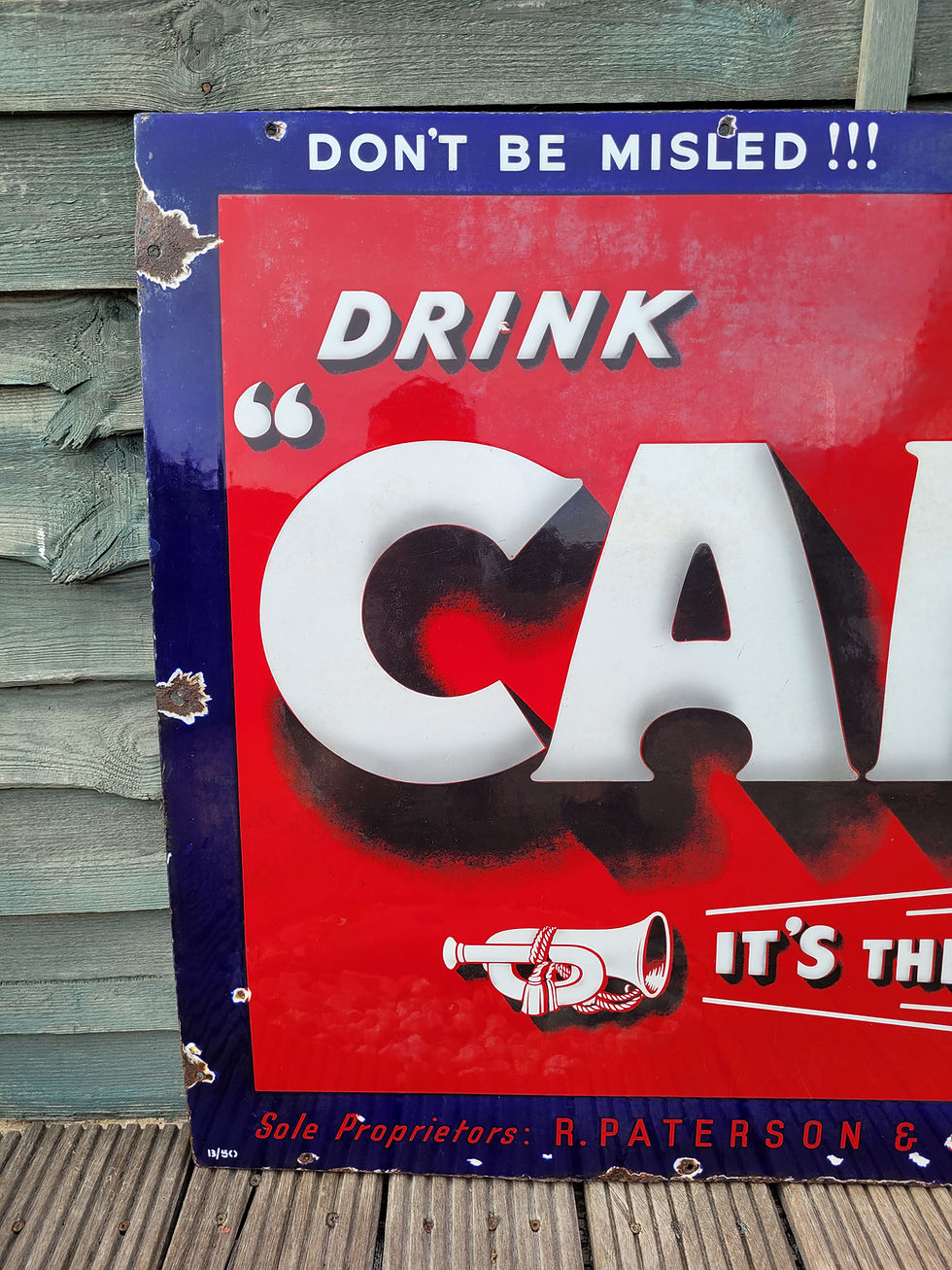 Thumbnail: Early Original DRINK "CAMP" IT'S THE BEST Enamel Sign LARGE 40" x 30"