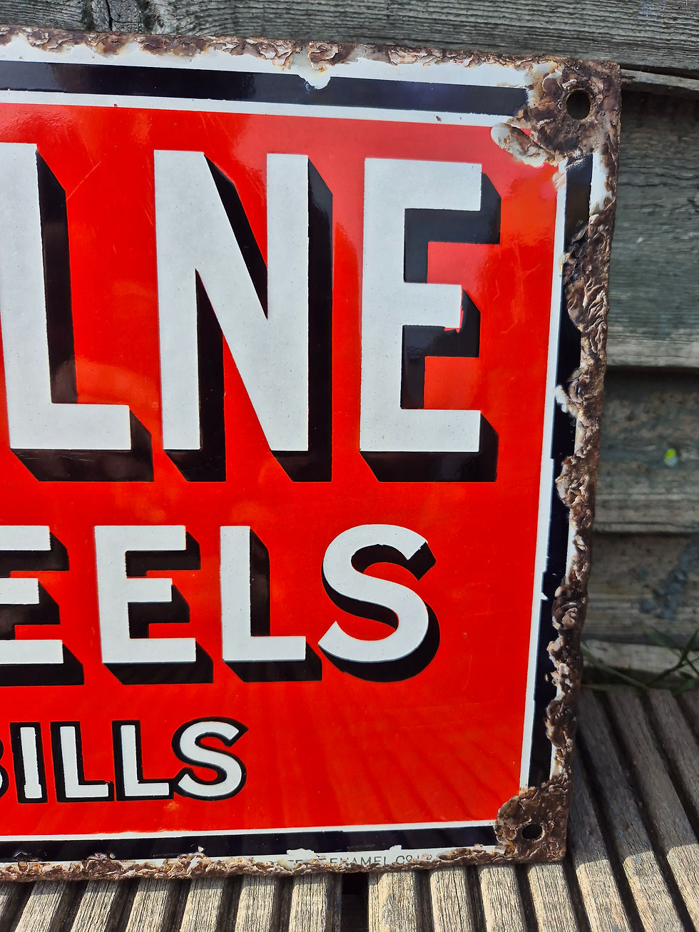 Thumbnail: Early WOOD MILNE Enamel Sign Advertising Sign 20" x 9"