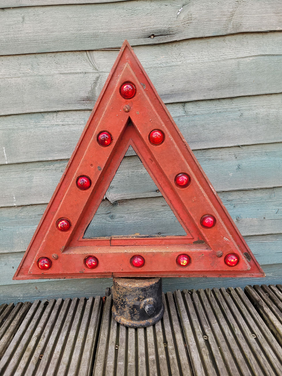 Thumbnail: Pre-Warboys Triangle Warning Road Sign with Red Glass Reflectors 19" x 18"