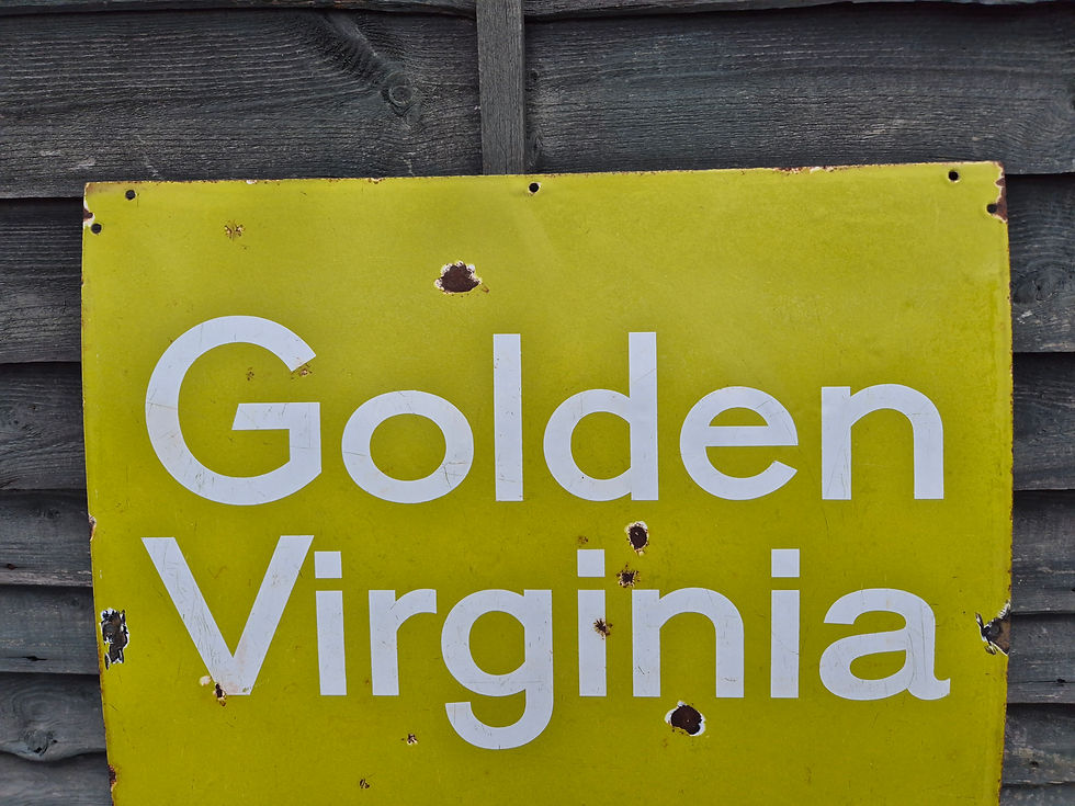 Thumbnail: Genuine 1930's GOLDEN VIRGINIA TOBACCO Enamel Sign Advertising 36" x 24"