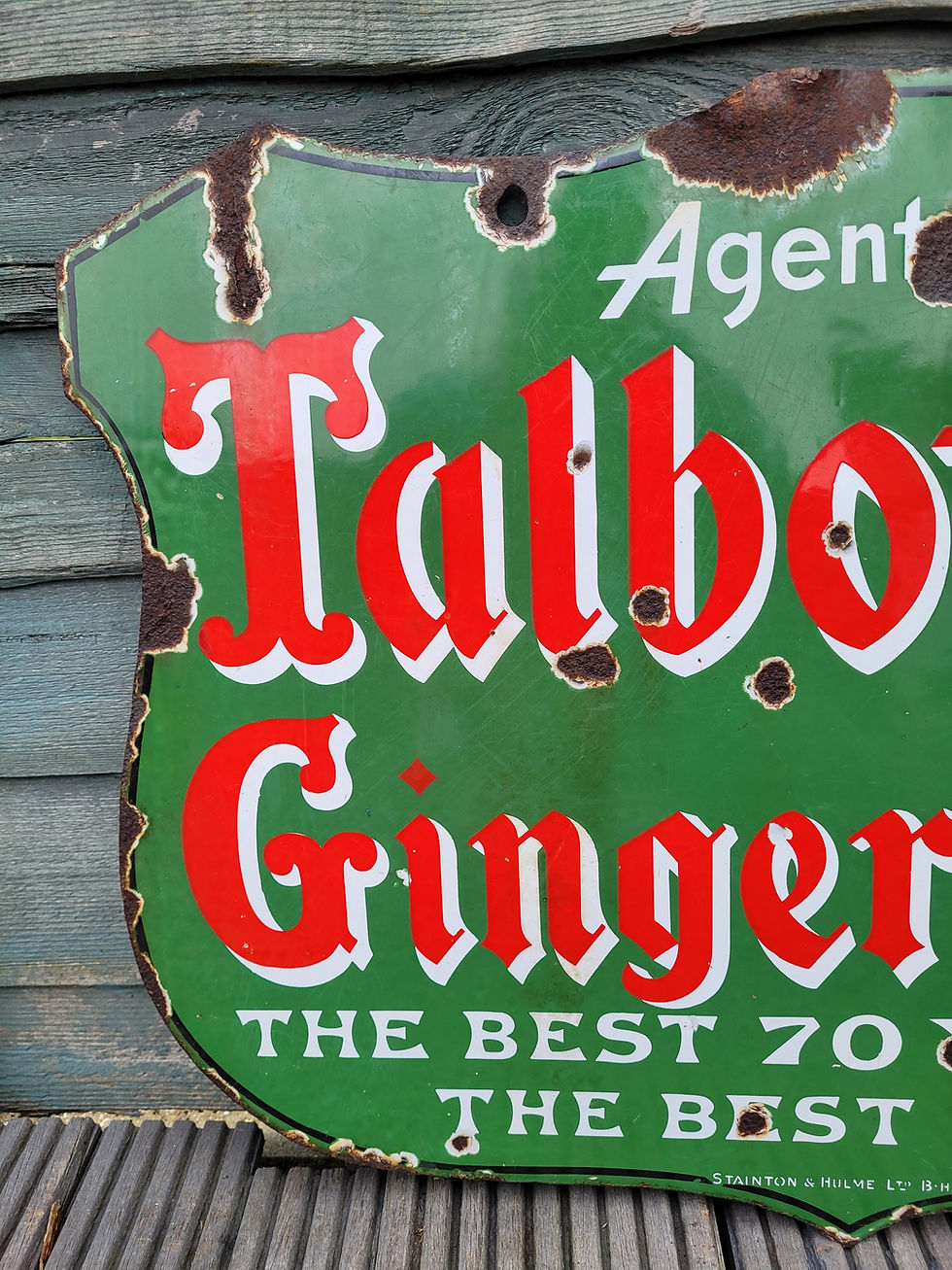 Thumbnail: 1920s Genuine Double Sided Talbot Ginger Beer Enamel Sign 24" x 18"