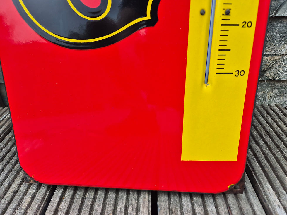 Thumbnail: Genuine 1950s KLG Enamel Thermometer Automobilia 38.5" x 12"
