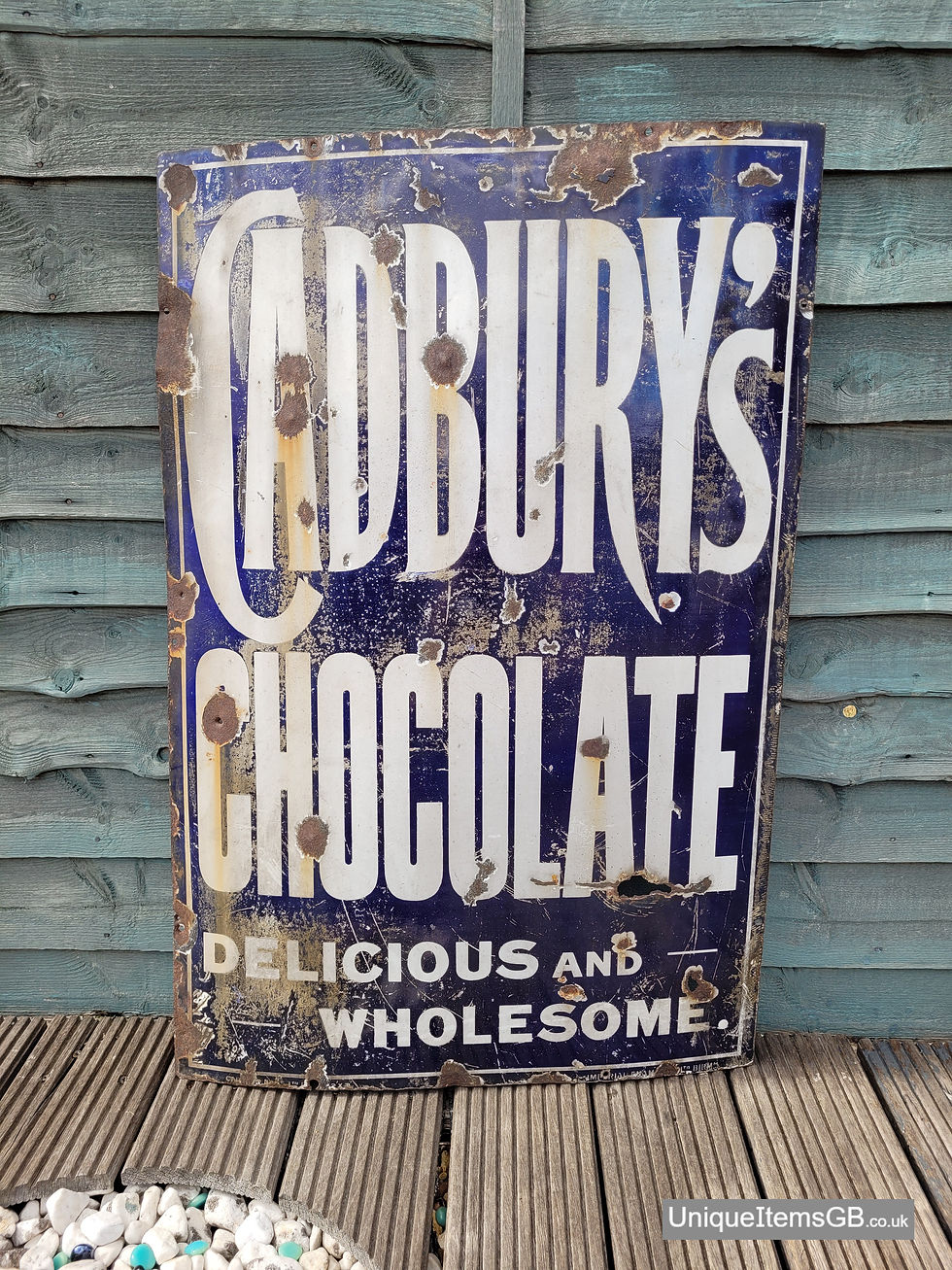 Very Early Genuine Cadburys Chocolate Enamel Sign Advertising LARGE 36" x 24"