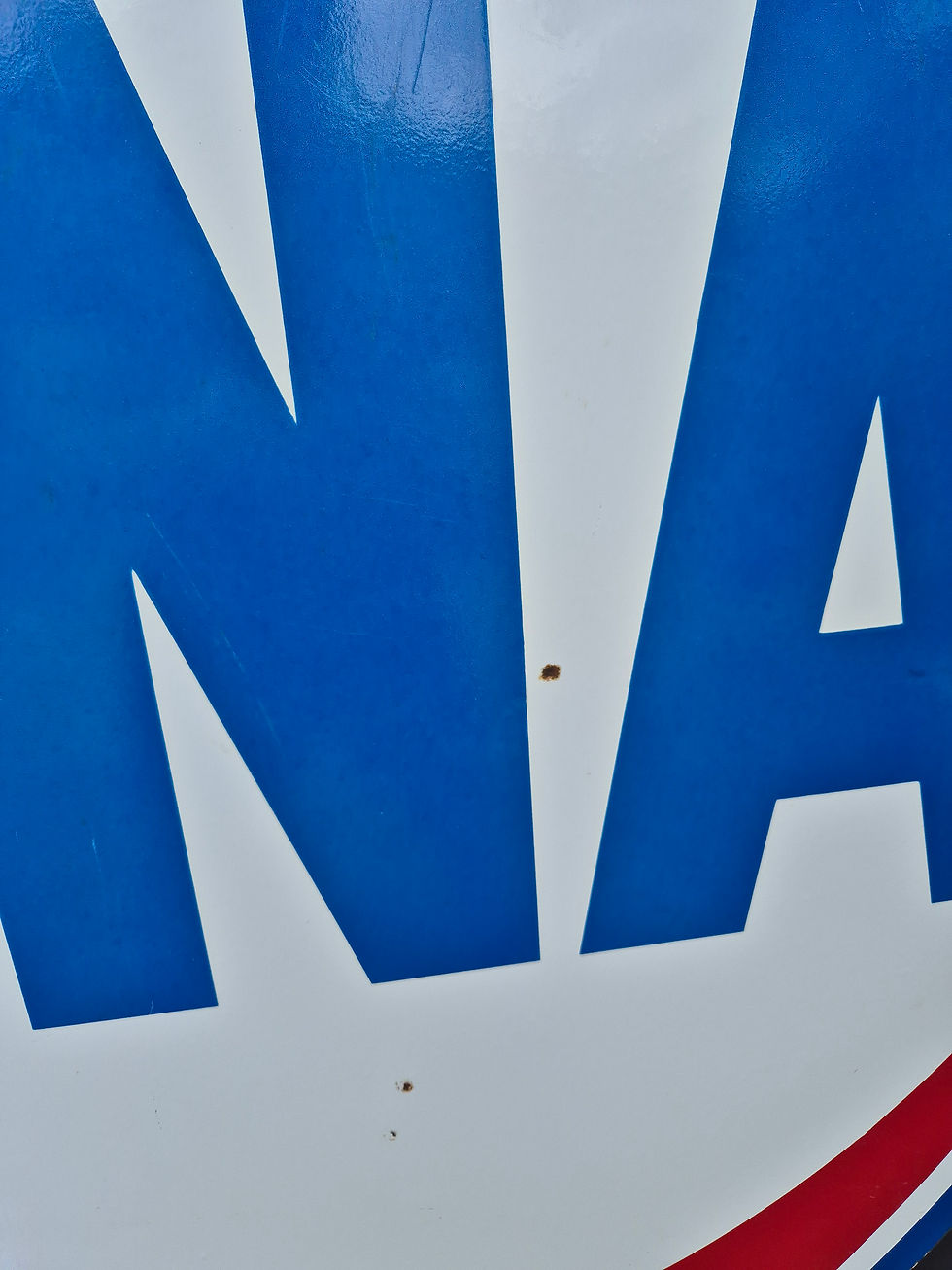 Thumbnail: 1940s FINA double sided porcelain/enamel sign 54” x 50.5”