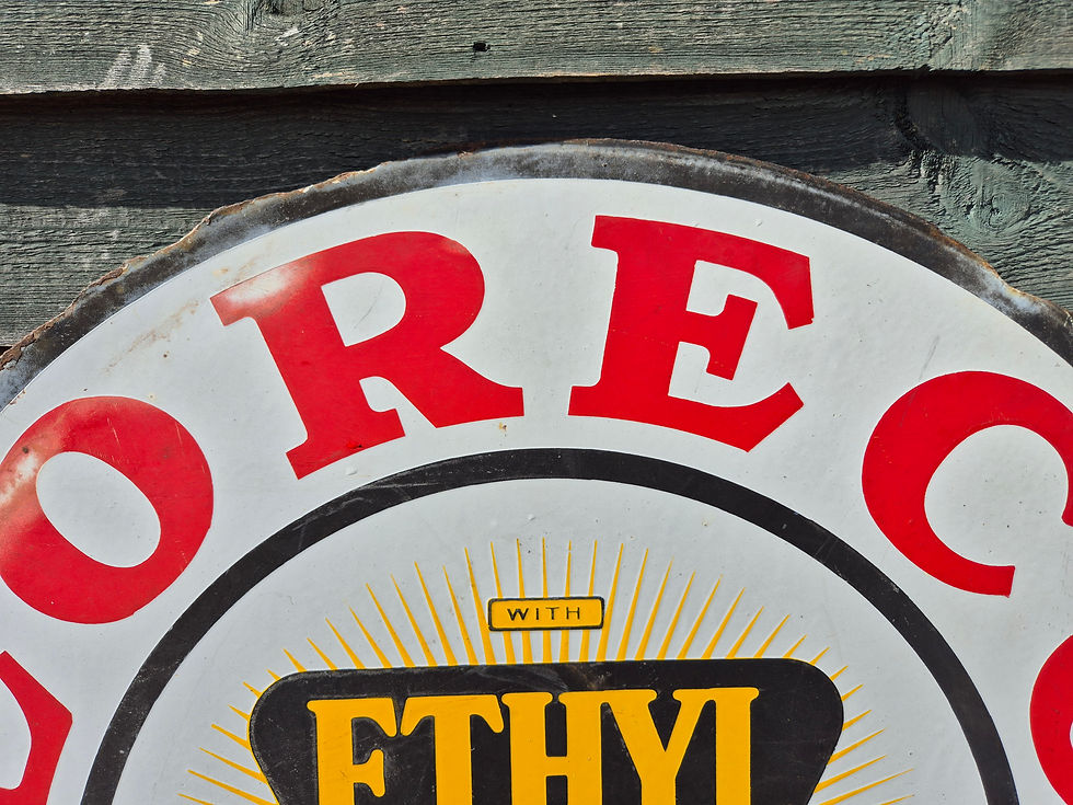 Thumbnail: Genuine Early Double Sided ETHYL LORECO GAS Enamel Sign Automobilia DIA 30"