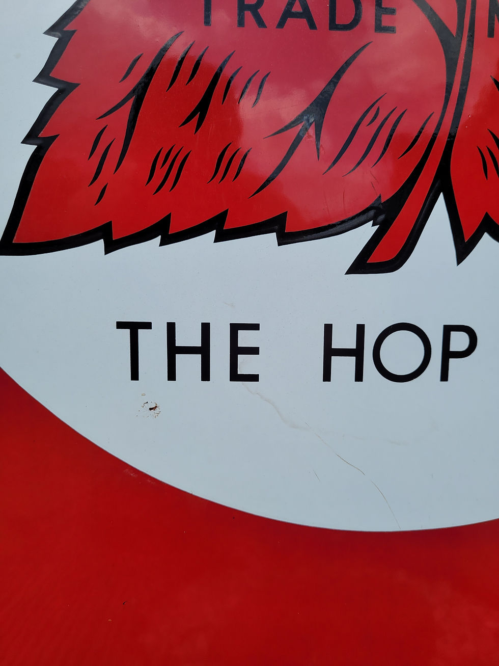 Thumbnail: Original The Hop Leaf Simonds Enamel Sign Pub Advertising Sign LARGE 36" x 34"