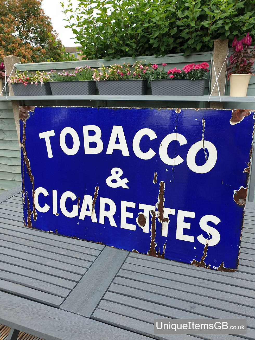Thumbnail: 1930's Tobacco & Cigarettes Enamel Sign Porcelain