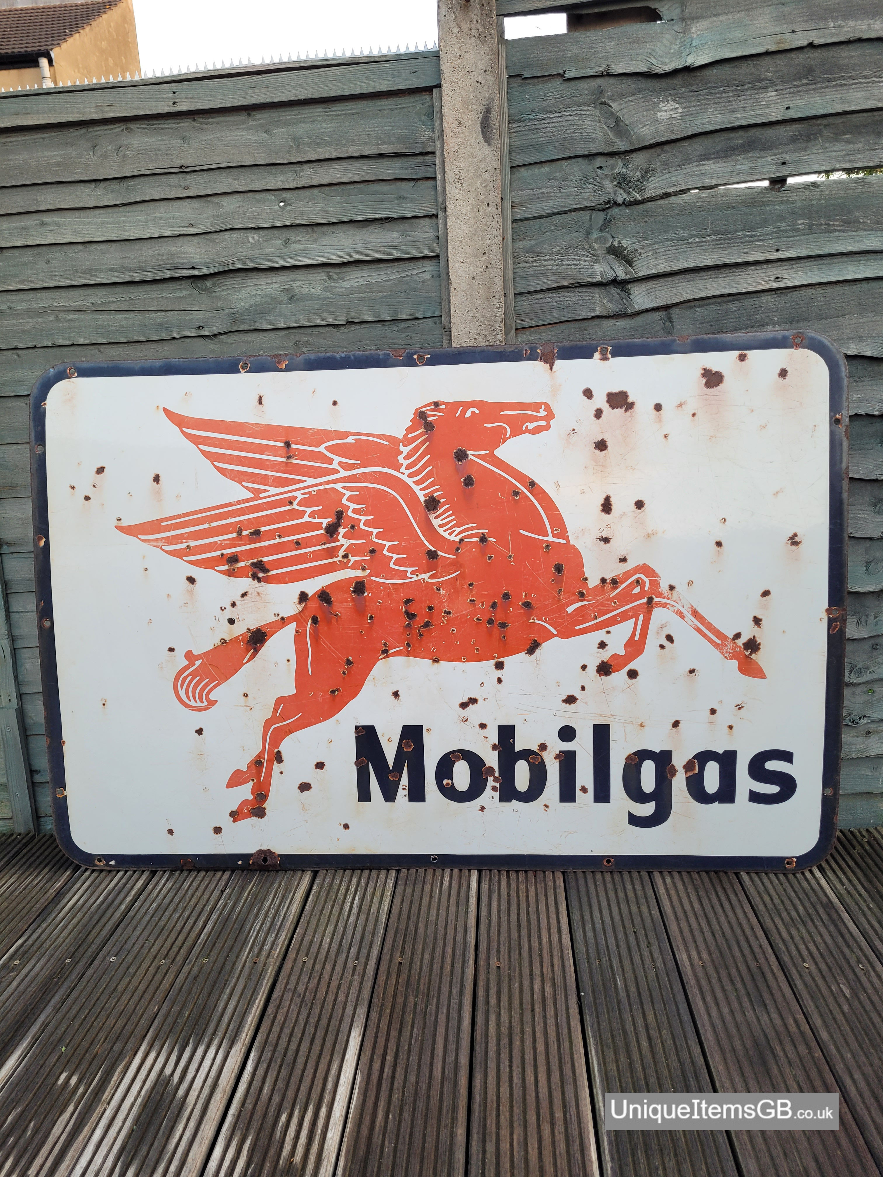 Genuine 1920's MOBILGAS enamel sign LARGE 54" x 36"