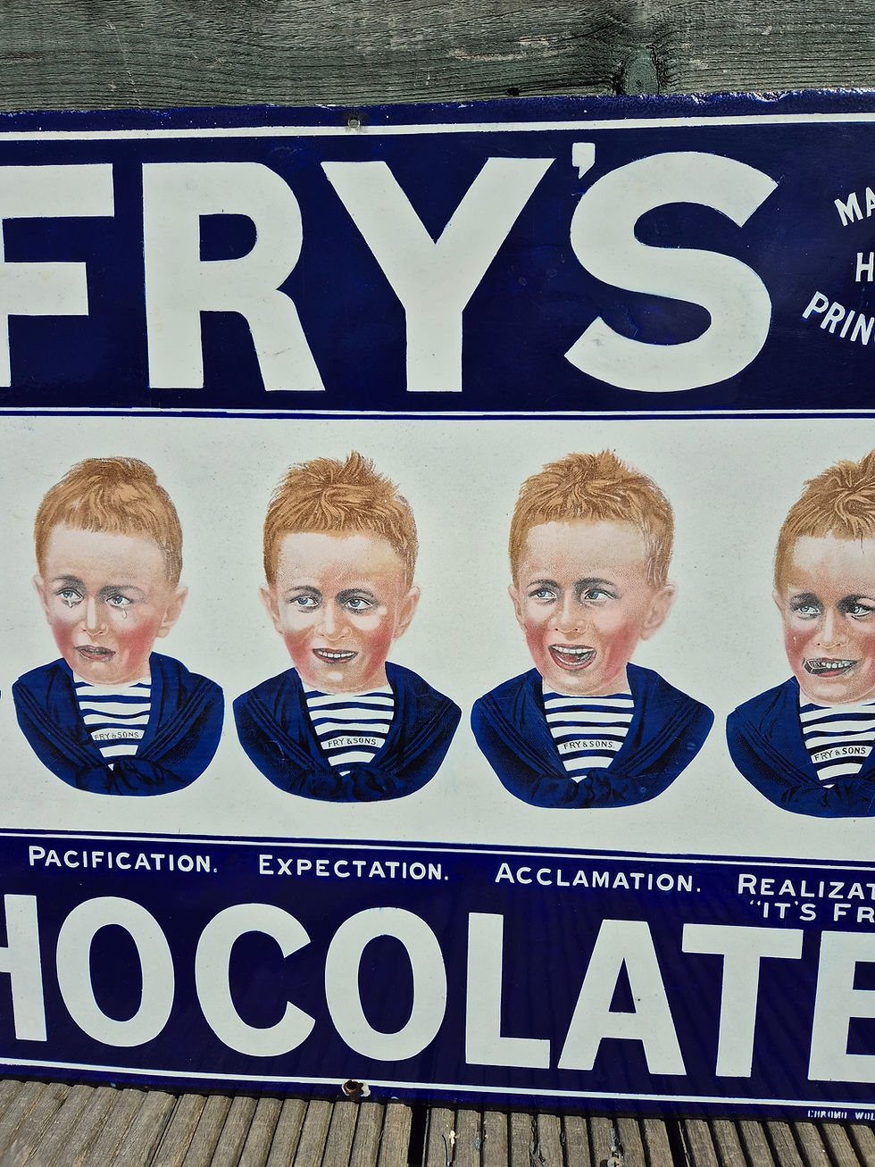 Thumbnail: Genuine 1900's Iconic 5 Boys FRY'S CHOCOLATE enamel sign 30" x 22"