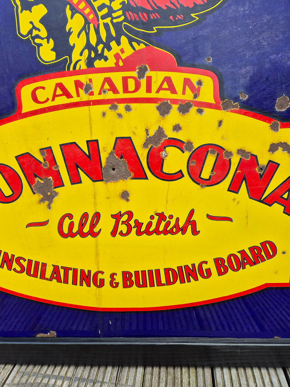 Thumbnail: 1930s DONNACONA CANADIAN single sided porcelain/enamel sign 45” x 38.5” in wood