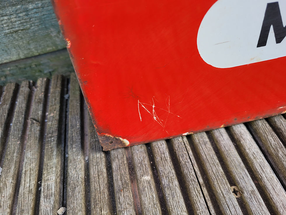 Thumbnail: Early Genuine Clarkes Plug Enamel Sign 34.5" x 22.5"