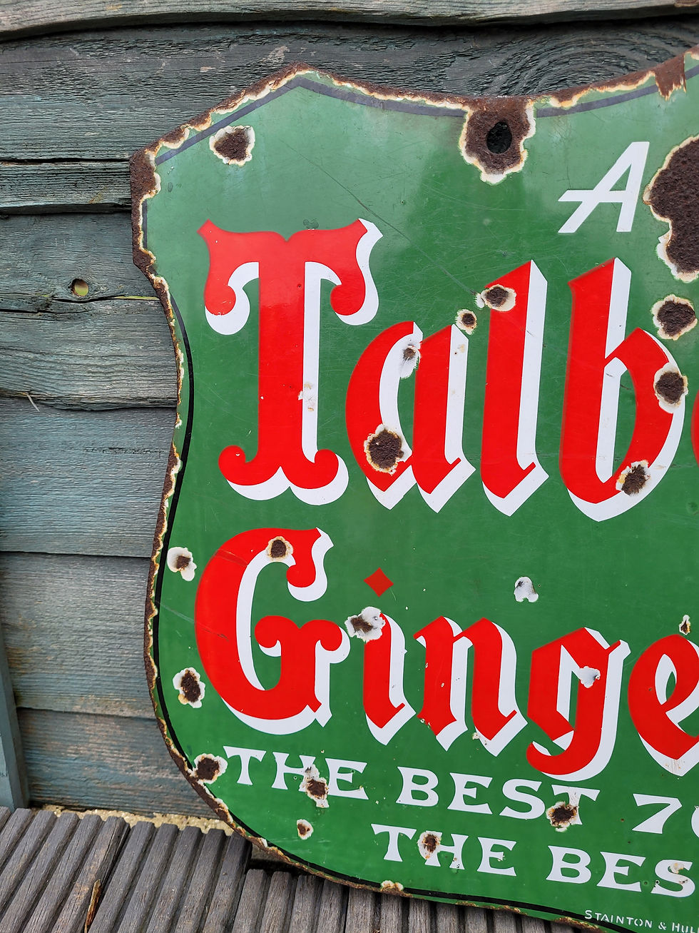 Thumbnail: 1920s Genuine Double Sided Talbot Ginger Beer Enamel Sign 24" x 18"