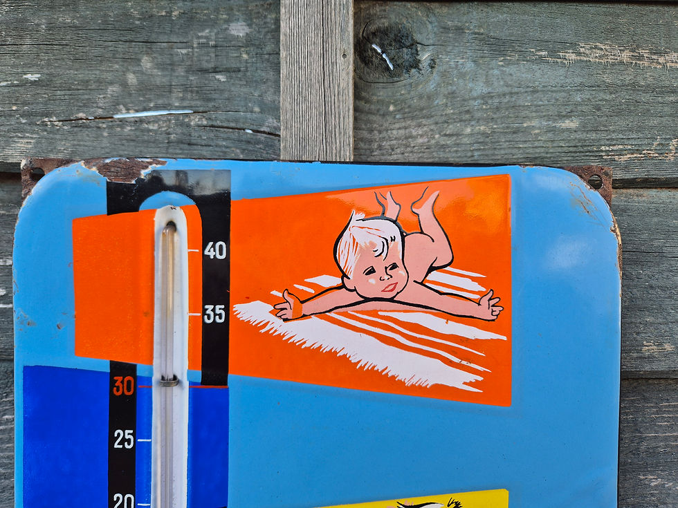 Thumbnail: Genuine 1940s NESTLE Enamel Sign Thermometer 19" x 9.5"