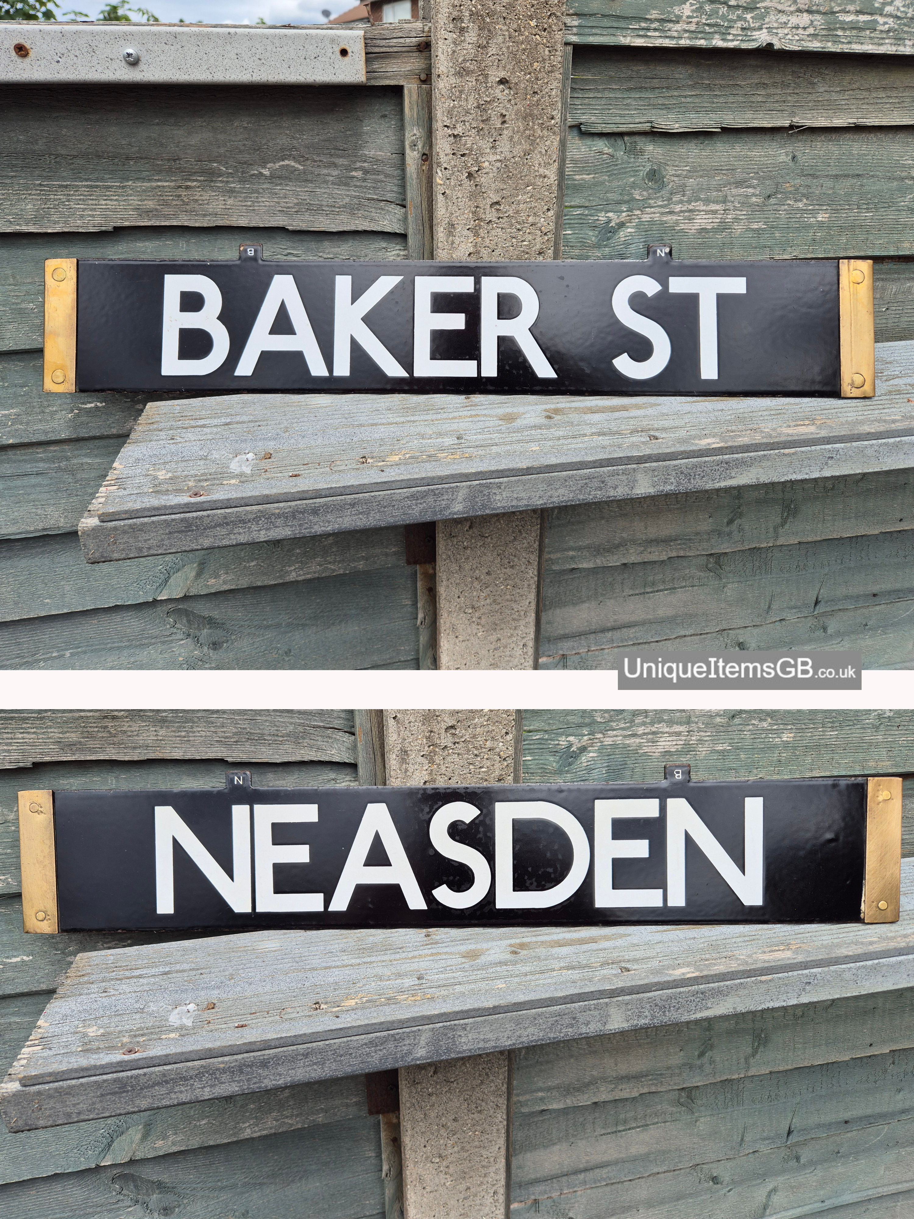 London Underground BAKER ST. / NEASDEN CO/CP Enamel Train Destination Plate