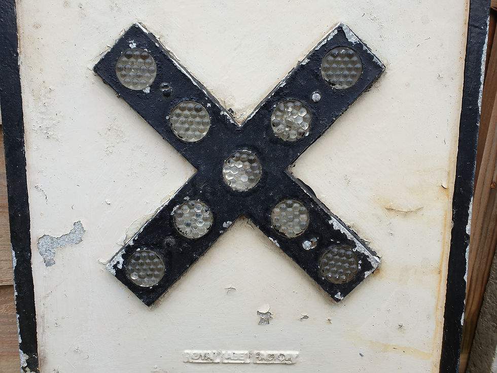 Thumbnail: PRE-WARBOYS ROAD SIGN CROSS ROADS BY ROYAL LABEL FACTORY WITH GLASS REFLECTORS