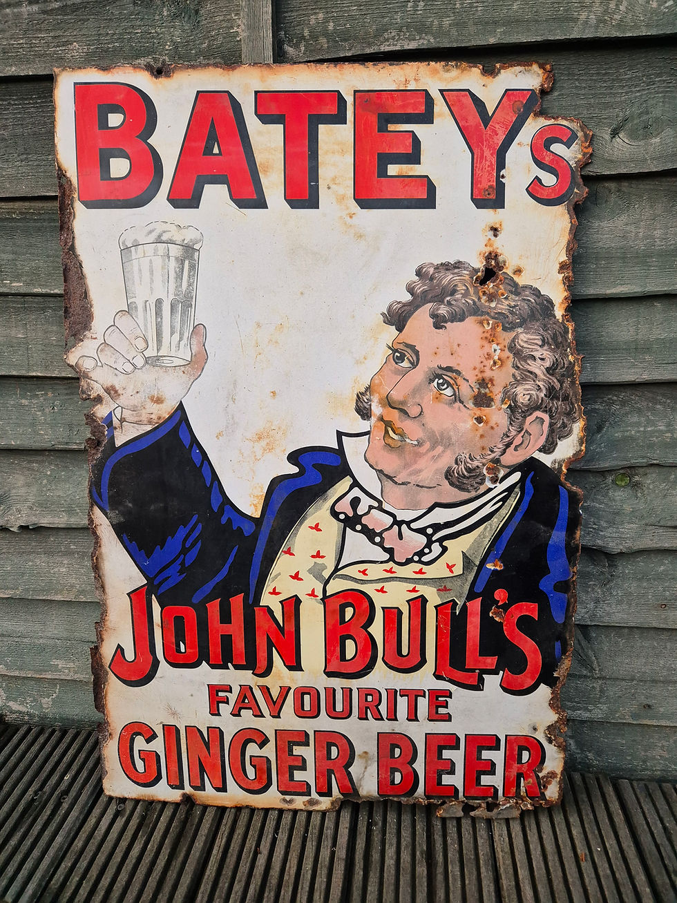 Thumbnail: Genuine BATEY'S JOHN BULLS Enamel Sign FRAMED 33" x 22"