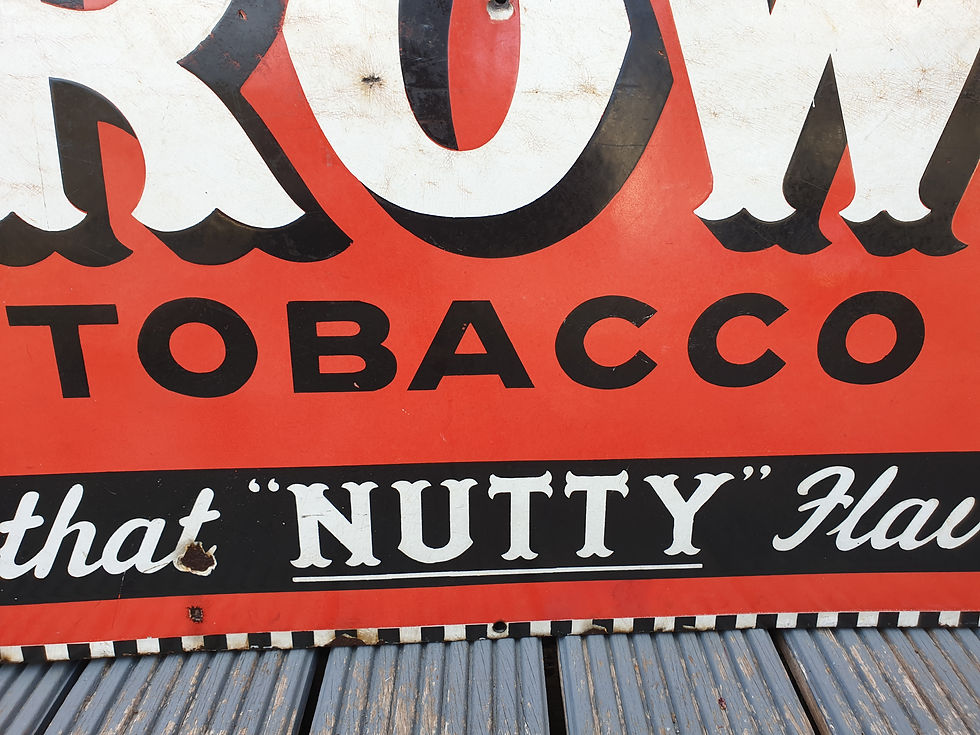 Thumbnail: Early Nut Brown Tobacco Enamel Sign Large