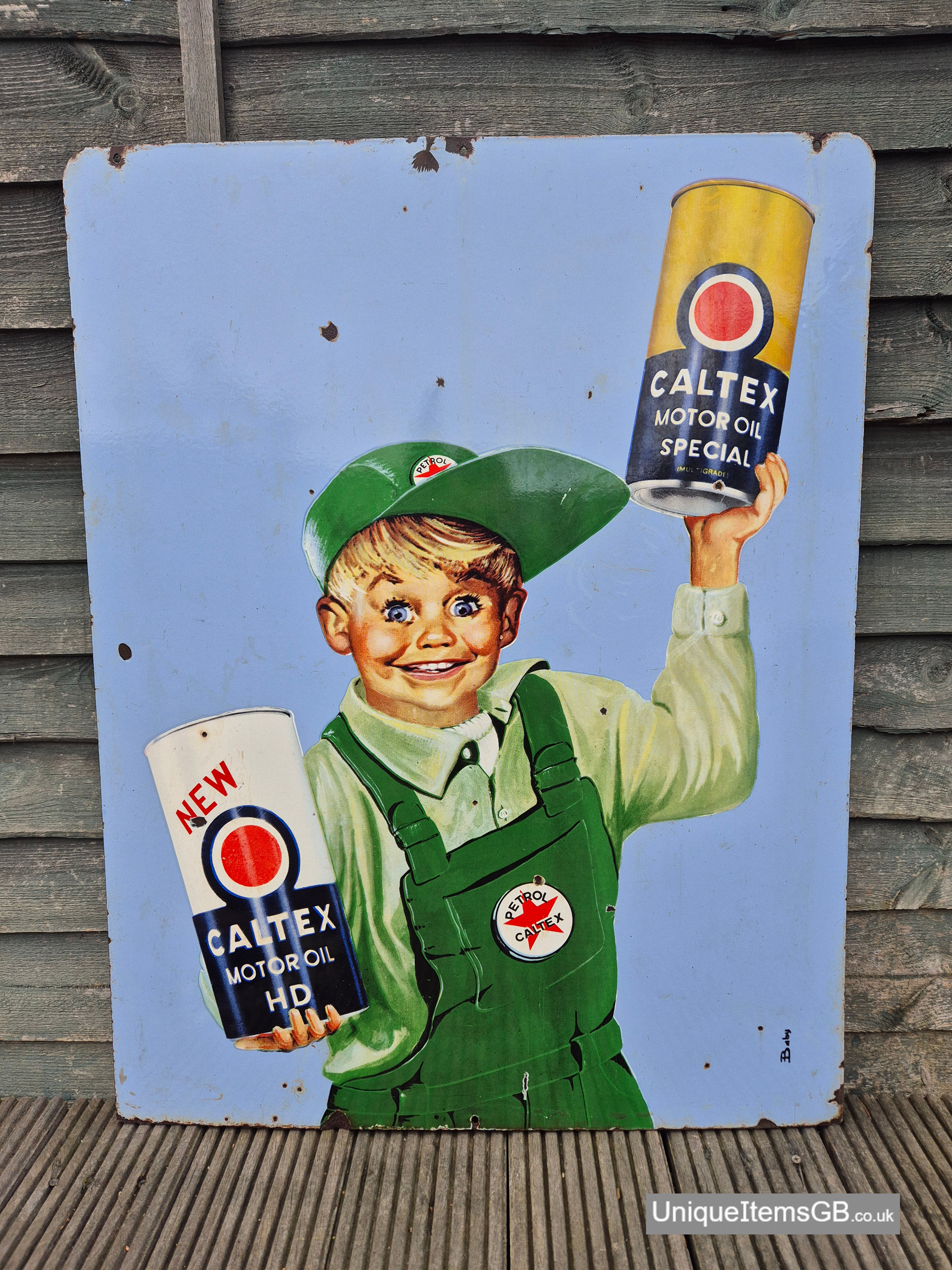 1940s CALTEX double sided porcelain/enamel sign 35.5” x 27”