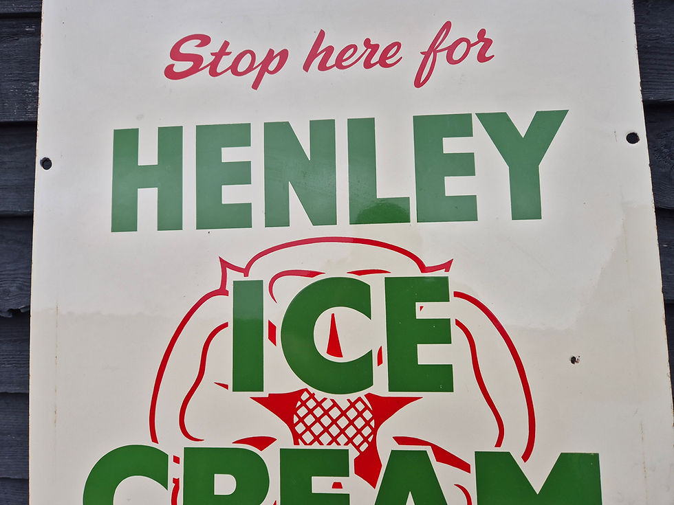 Thumbnail: 1940s Genuine HENLEY ICE CREAM TUDOR DAIRIES enamel sign advertising 24" x 18"