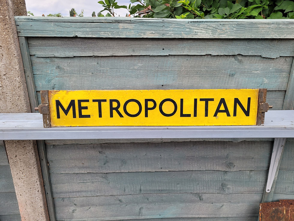 Thumbnail: London Underground METROPOLITAN and DISTRICT Enamel Train Destination Plate