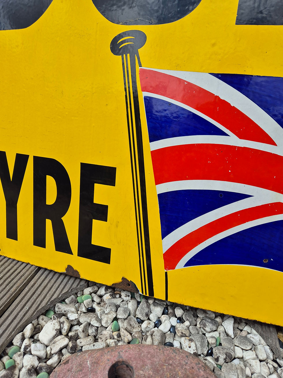 Thumbnail: Genuine 1930s DUNLOP TYRES STOCK Enamel Sign Automobilia LARGE 72 x 39"