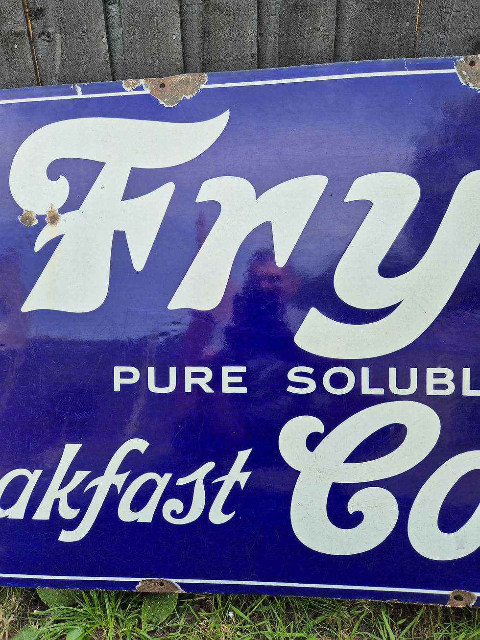 Thumbnail: Genuine 1930's FRY'S BREAKFAST COCOA enamel sign LARGE 55.5" x 26"