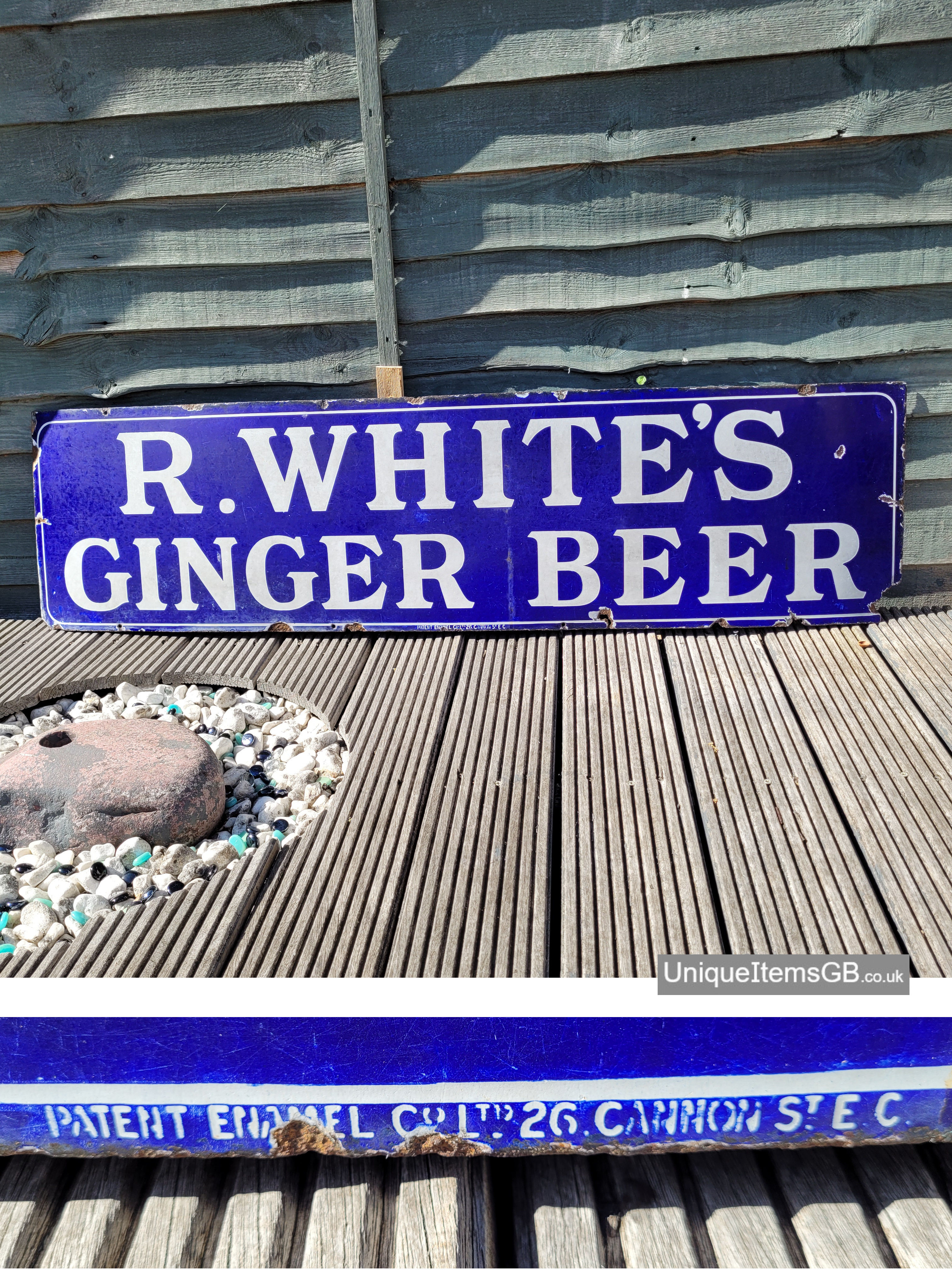 Early R.WHITES GINGER BEER Enamel Sign LARGE 54" x 14"