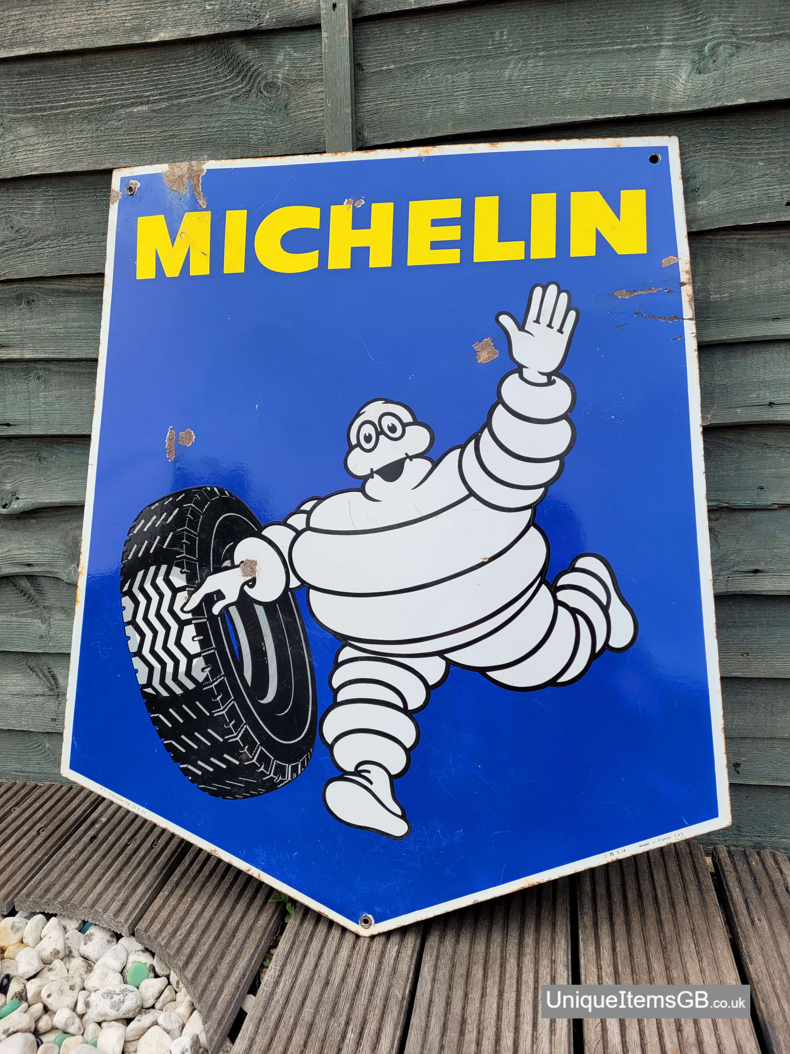 1970 Double Sided Michelin Enamel Sign Advertising Sign LARGE 31.5" x 27"