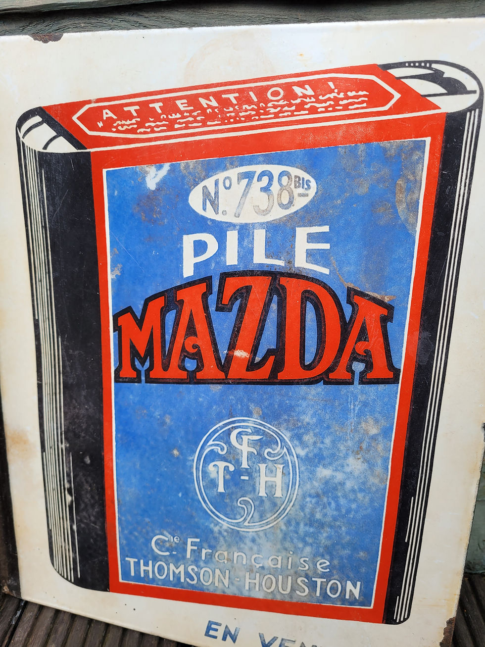 Thumbnail: Genuine Double Sided Flange PILE MAZDA Enamel Sign 17.7" x 14.5"
