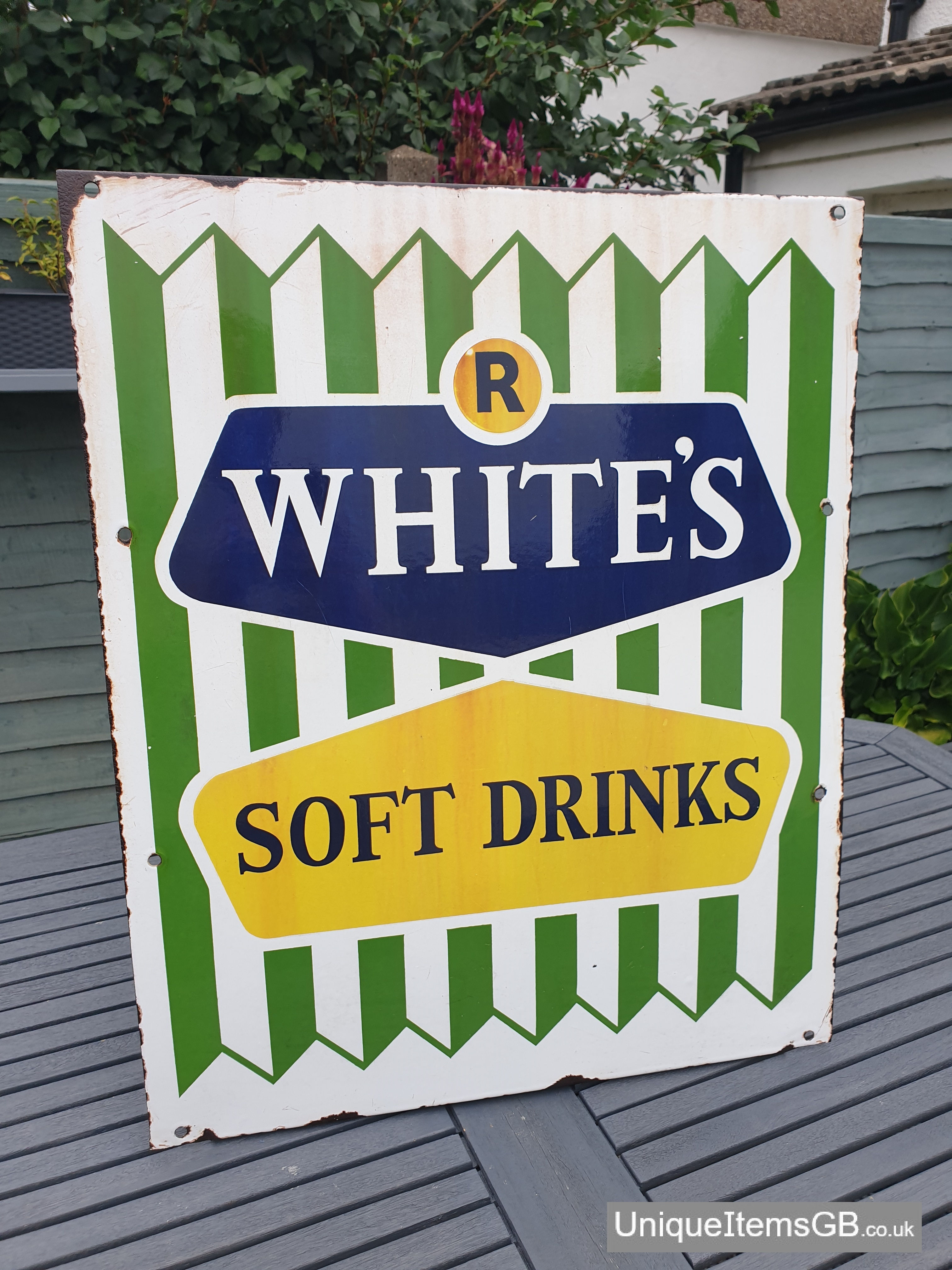 Early R WHITES Soft Drinks Enamel sign