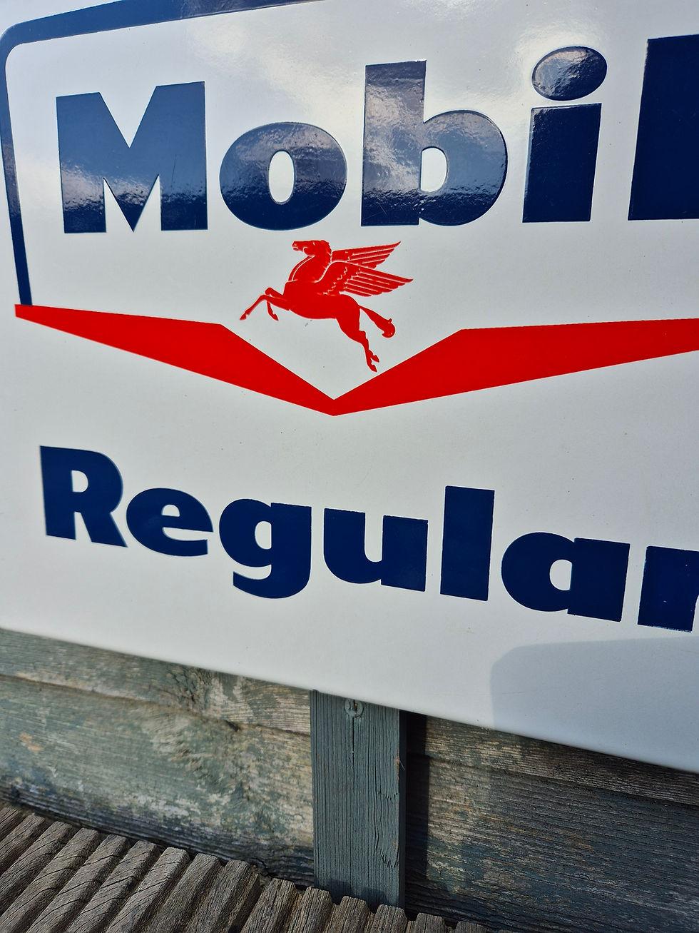 Thumbnail: 1940's MOBIL REGULAR Enamel Sign Gas Pump Plate 13.5" x 12"