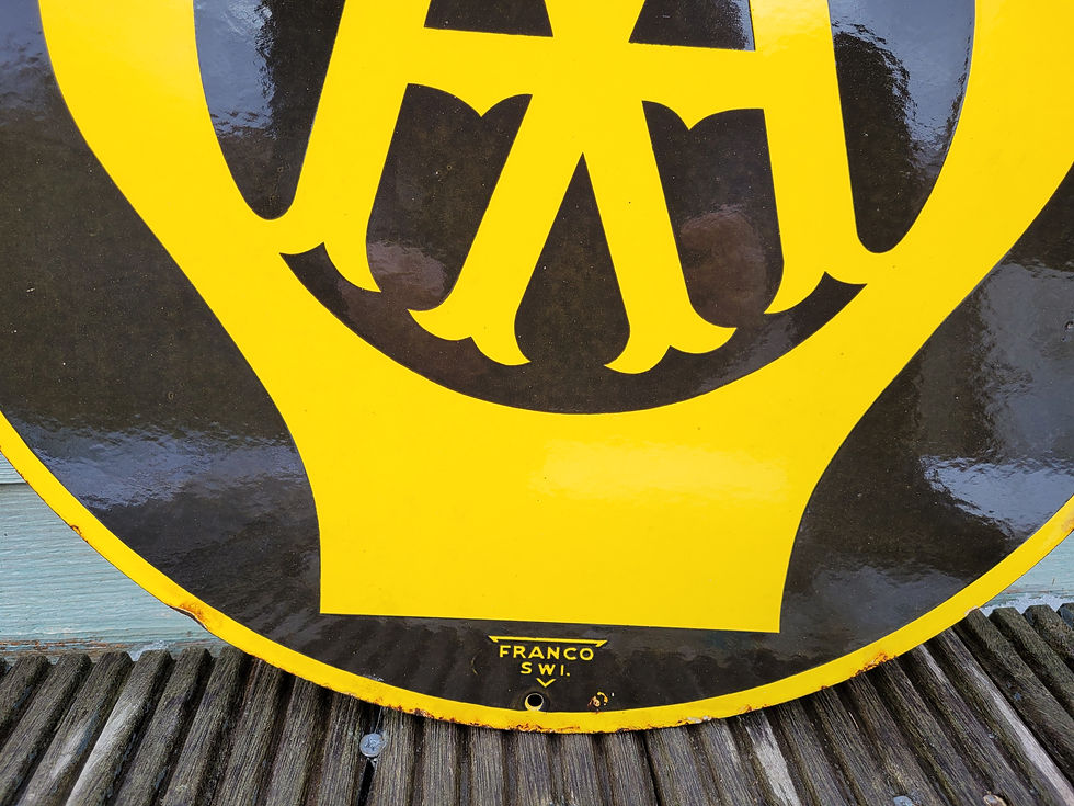 Thumbnail: Genuine Early Double Sided AA Enamel Sign by Franco 18" x 18"