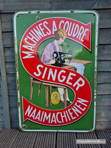 Genuine Early SINGER Enamel Sign Advertising Sign 35