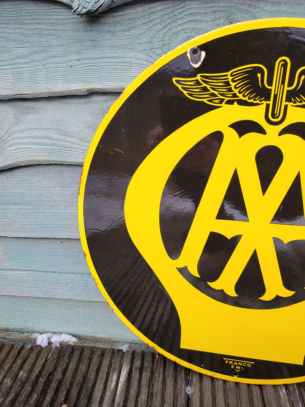 Thumbnail: Genuine Early Double Sided AA Enamel Sign by Franco 18" x 18"