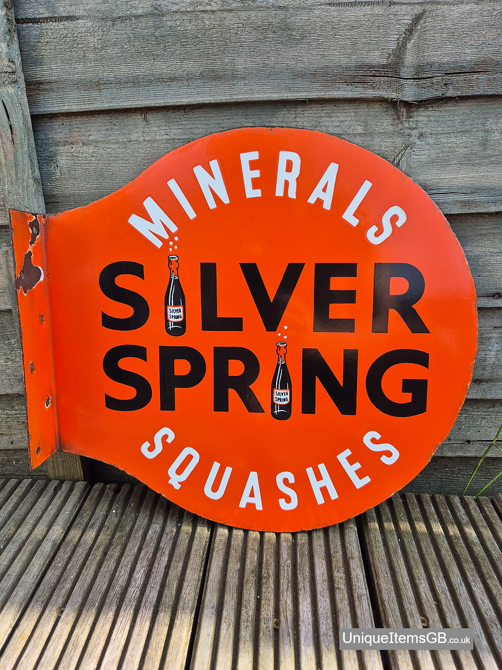 Genuine Flange Double Sided SILVER SPRING Enamel Sign Advertising Sign 16" x 15