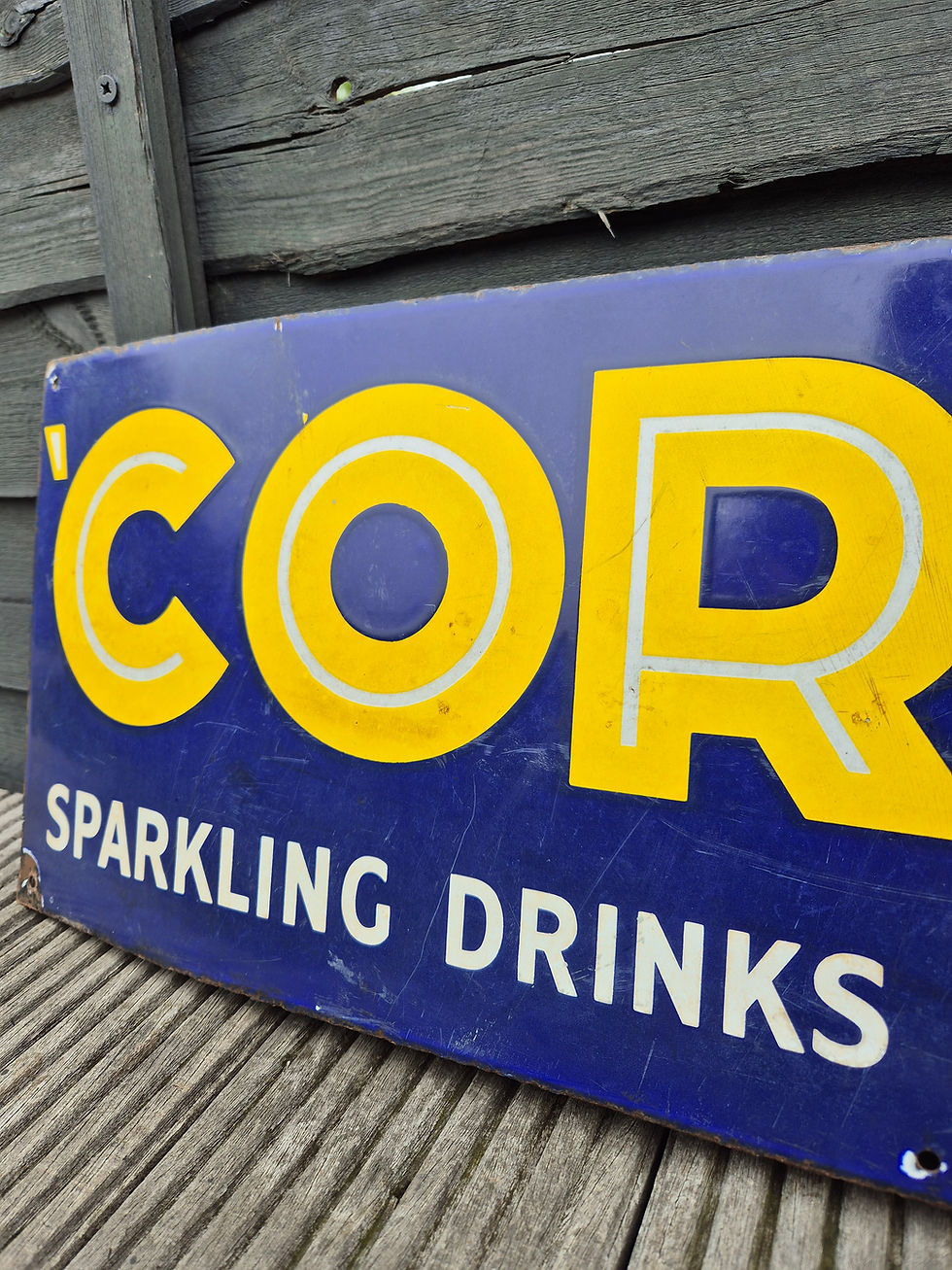 Thumbnail: Genuine 1950's CORONA enamel sign 30" x 10"