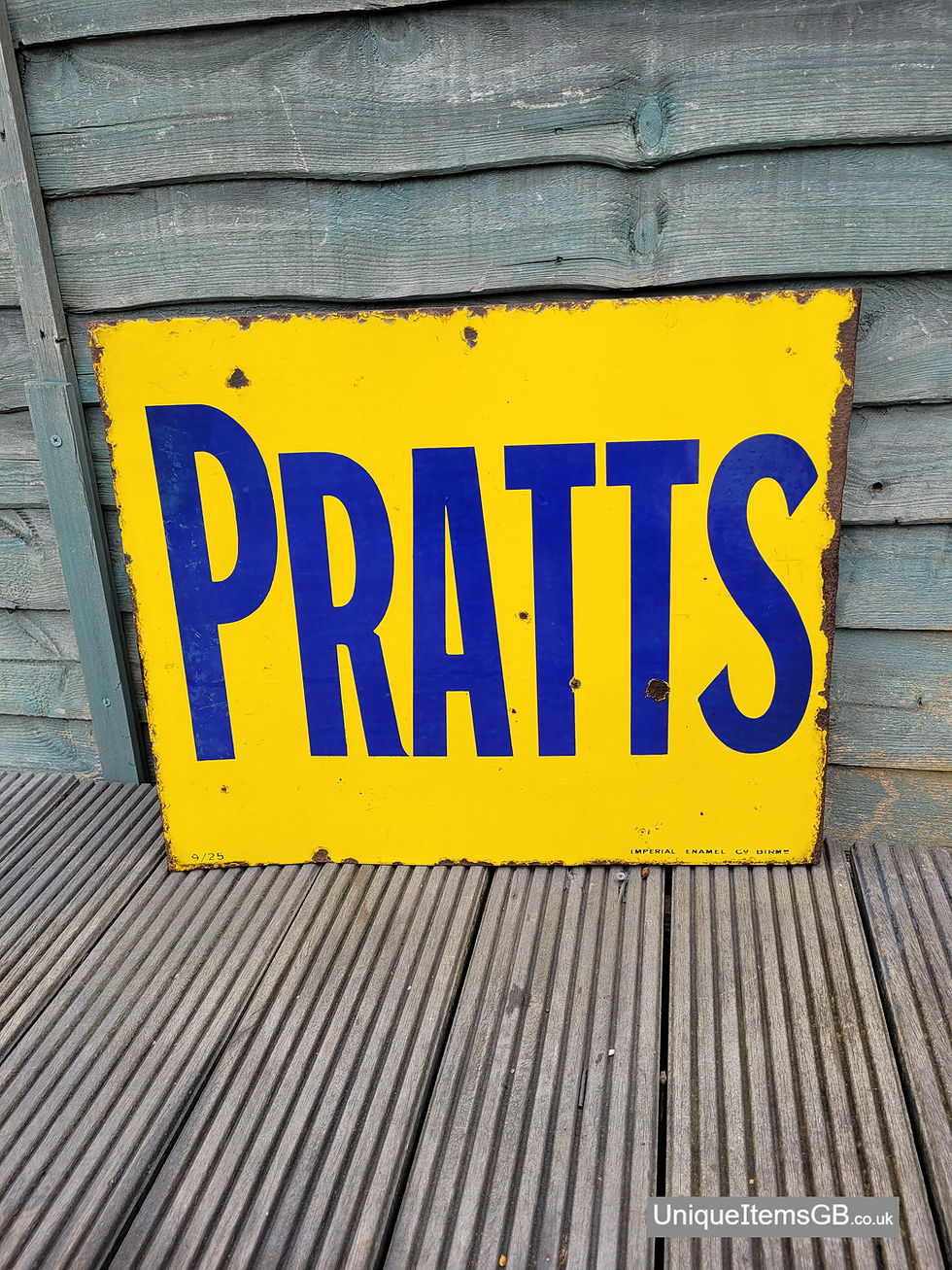 Thumbnail: Genuine 1925 Flange Double Sided PRATTS Enamel Sign 22" x 18"